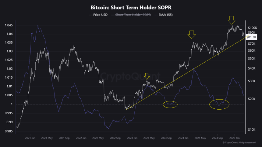 Bitcoin’s SOPR Nears Critical Level—Is a Deeper Correction Ahead?