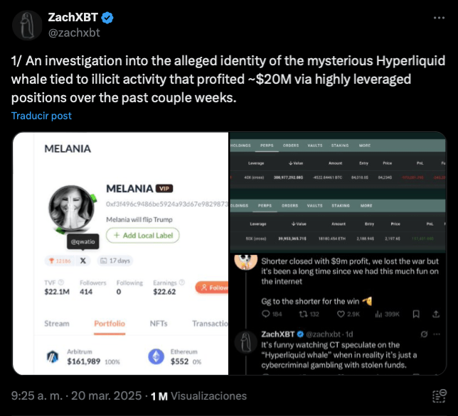 Crypto Sleuth Claims Mysterious $20M ‘Hyperliquid Whale’ Is Tied To Illicit Activity
