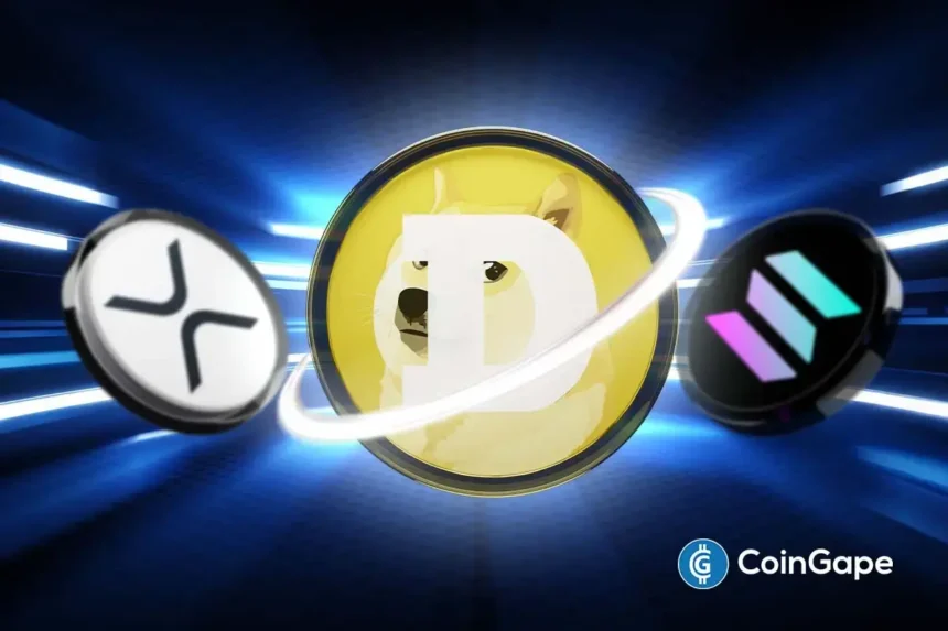 Cryptocurrencies Price Prediction: DOGE Pumps While XRP, SOL Drop