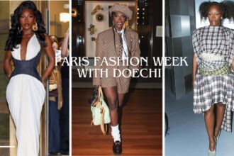 Doechii Slays at Paris Fashion Week in Blue Denim Corset Schiaparelli Gown, a Louis Vuitton Monogram Look, A Plaid Acne Studios Dress + More!