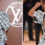 Jaden Smith Wore a Black and White Tweed Louis Vuitton SS25 Blazer with Light Blue Denim Jeans and a Petite Malle bag to Paris Fashion Week Show