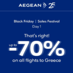 Aegean Black Friday Sale Up To 70% Off Flights Through October 25, 2025 (Book Today Only – Nov 29)