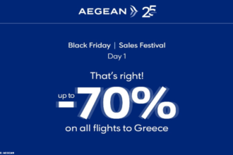 Aegean Black Friday Sale Up To 70% Off Flights Through October 25, 2025 (Book Today Only – Nov 29)