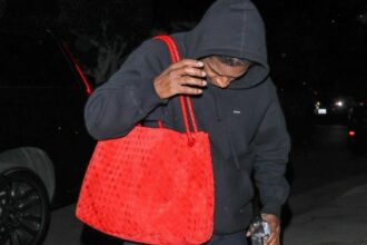 Fashion Bomb Mens: A$AP Rocky Stepped Out Wearing a New Bottega Winter ’24 Large Intrecciato Andiamo Bag