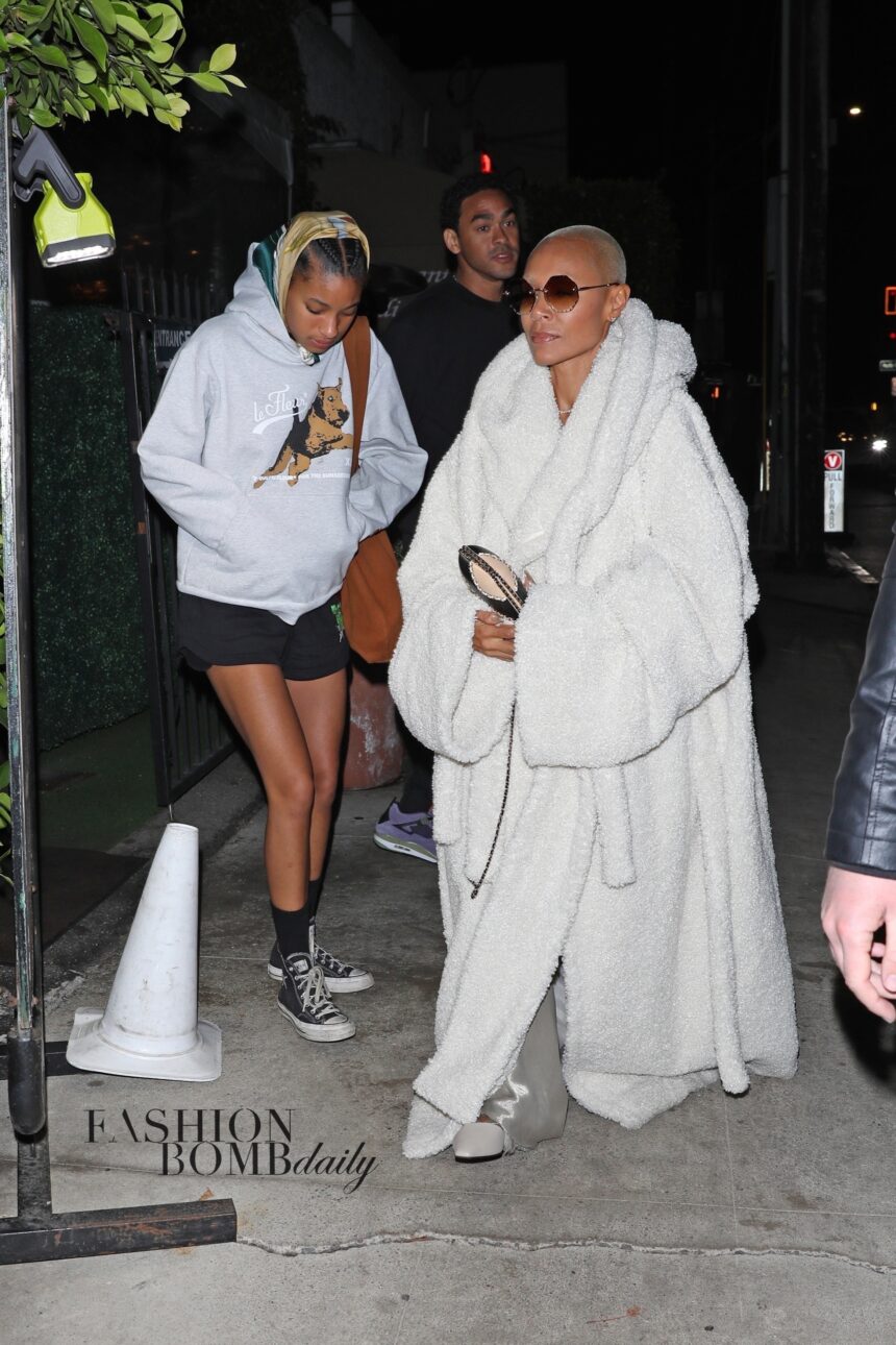 Jada Pinkett Smith Grabs Dinner with Willow and Trey Smith in an Ottolinger Coat and Chloe Shades (Get the Look for Less!)