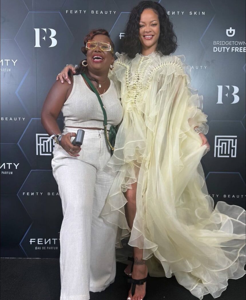 Rihanna Posed with Fans in a Zimmermann Spring 2025 Look While Promoting Fenty Beauty in Barbados