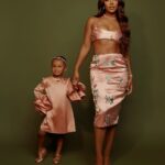 Victoria Monet Wore a Floral Set by Kim Shui Studio During a Photoshoot with Her Daughter