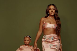 Victoria Monet Wore a Floral Set by Kim Shui Studio During a Photoshoot with Her Daughter