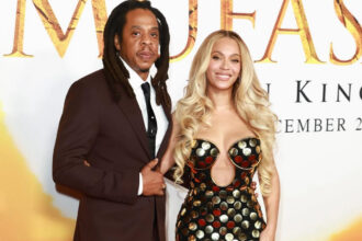 Beyoncé Stuns in a Gold Studded Balmain x Lion King Dress, Blue Ivy Exudes Glamour in a Gold Christian Siriano Gown and Jay-Z Looks Dapper in Fendi at the Disney Mufasa Premiere