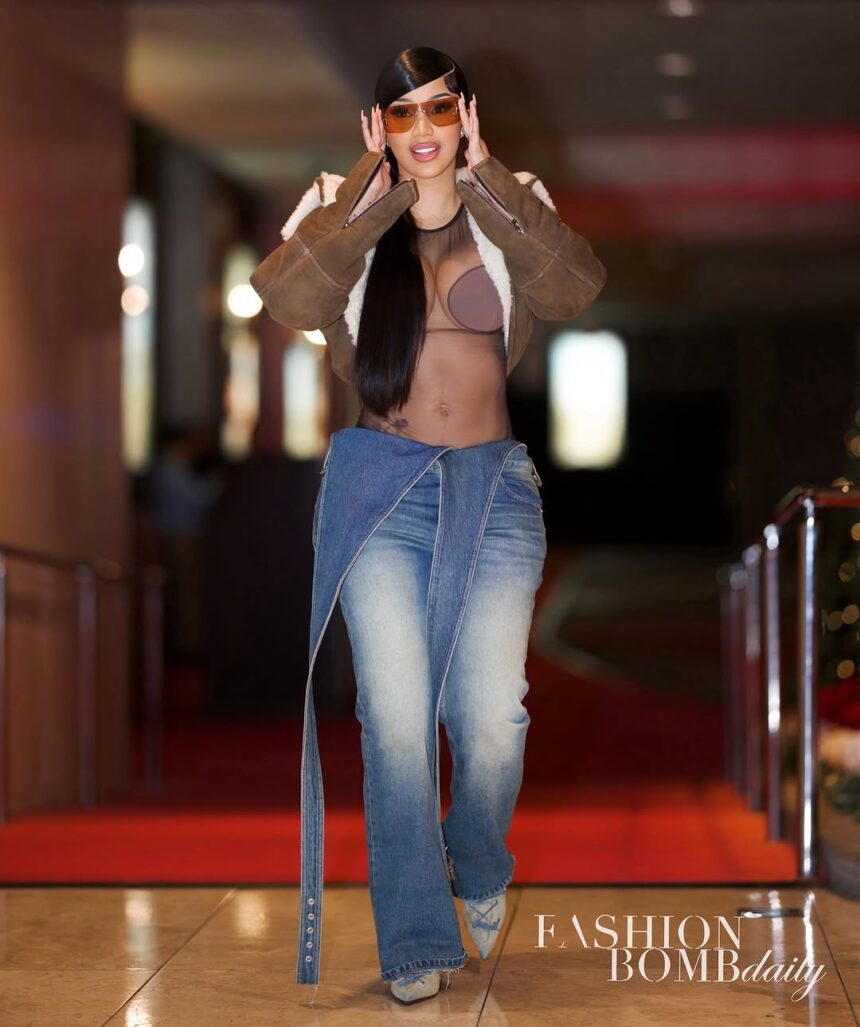 Cardi B Splurged on Holiday Gifts in a $5,773 Maison Alaia Sherling Jacket with a Nensi Dojaka Body Suit and $363 Blue Y/Project Jeans + More!