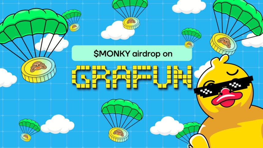 GraFun will make a $MONKY airdrop, alongside Forj, a subsidiary of Animoca Brands, and Floki