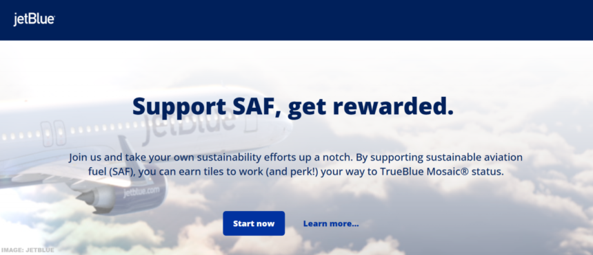 JetBlue TrueBlue Members Can Earn Tiles For SAF Purchasers Through December 31, 2024