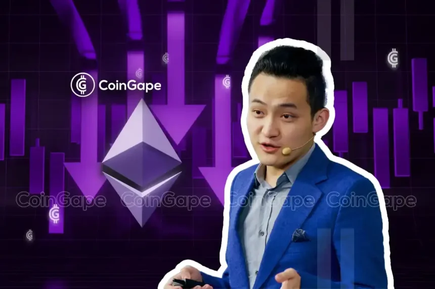 Tron’s Justin Sun Offloads 50% ETH Holdings, Ethereum Price Crash Imminent?