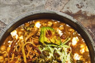 Vegan Red Pozole (Pozole Rojo / Mexican Hominy Stew)