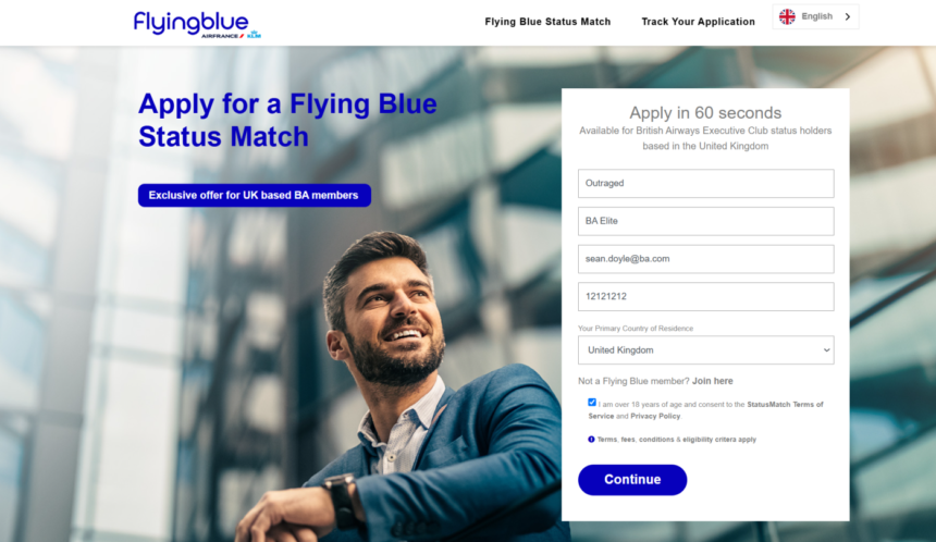 Air France & KLM Flying Blue’s Status Match For British Airways Elite Members In The UK