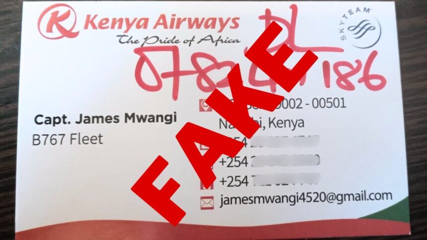 Kenya Airways Warns Of Fake Captain Passing Around Business Cards