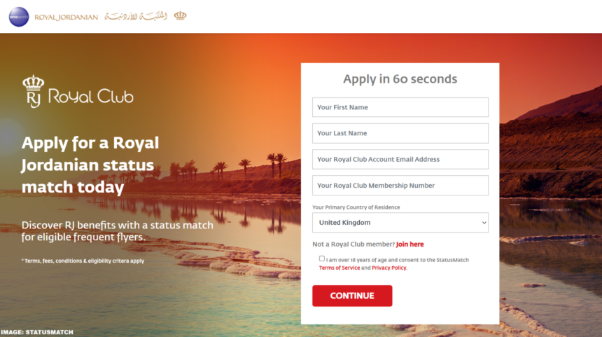 LAST CALL: Royal Jordanian Status Match (Oneworld Sapphire) For Accor, Hilton, Hyatt, IHG & Marriott Members Through January 22, 2025