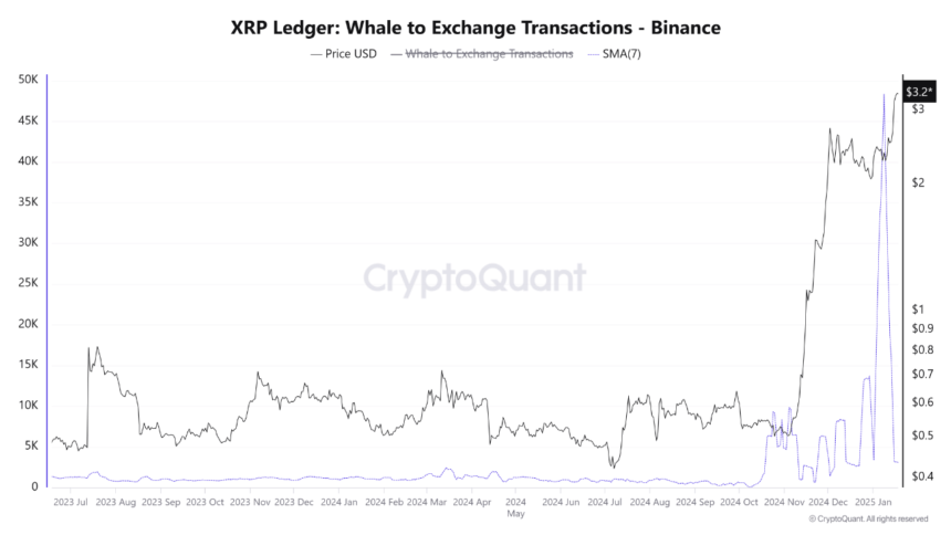 XRP Whale Binance Deposits Skyrocket: Key Holders Preparing For Profit-Taking?