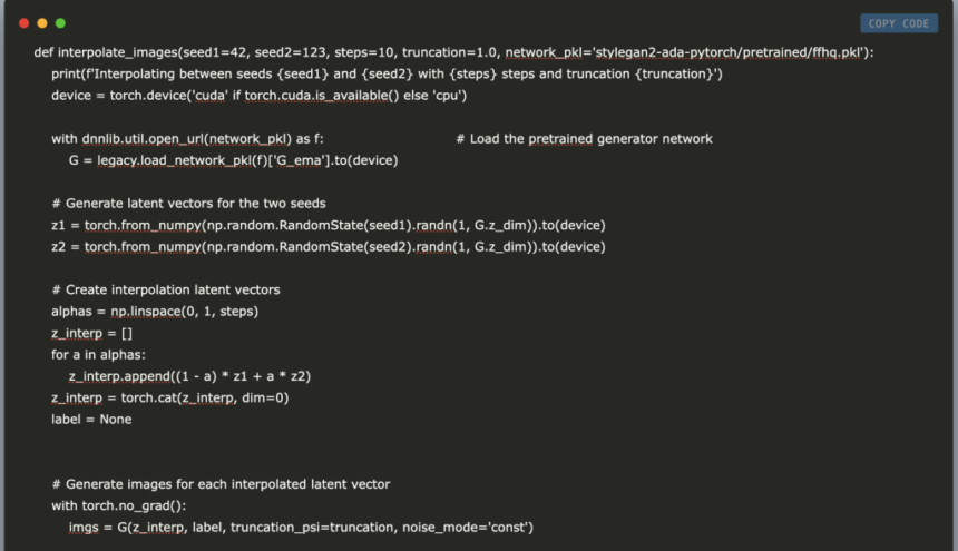 A Stepwise Python Code Implementation to Create Interactive Photorealistic Faces with NVIDIA StyleGAN2‑ADA