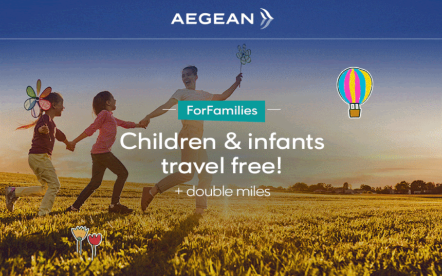 Aegean Family Fare With Free Children + Double Miles For Travel March 4 – October 16, 2025 (Book By February 27)