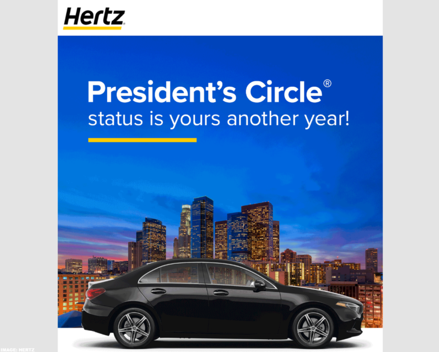 Hertz Gold Plus Rewards President’s Circle Renewal Email 2025