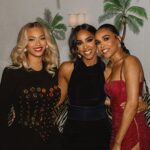 Kelly Rowland Celebrated Her Birthday in a Deep Purple Custom Lena Berisha Gown, Alongside Beyonce in a Black Vintage Patrick Kelly Dress, and Michelle Williams in a Custom Red Gasanova Dress