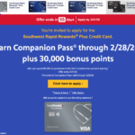 Southwest Airlines Cobranded Cards With Companion Pass + 30K Bonus Points Through March 31, 2025.