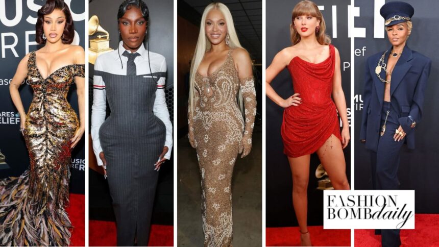 Top 10 Best Dress Celebs at the 20205 Grammy’s: Beyonce Wins Best Album in a Gold Schiaparelli Dress, Cardi B Dazzles in a Multicolor Roberto Cavalli Feather Gown, Doechii Turns Heads in a Grey Pinstripe Thom Browne Look + More!