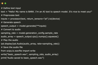 Implementing Text-to-Speech TTS with BARK Using Hugging Face’s Transformers library in a Google Colab environment