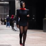 Kandi Slays in Laquan Smith Black and Red Reverse Blazer Dress and Christian Louboutin Condora Pumps to Promote Othello on Broadway